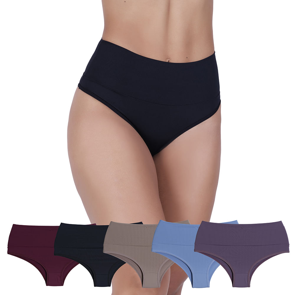 Kit 5 Calcinhas Rubi Cós Duplo Microfibra Concept Lingerie Multicores -  Renner